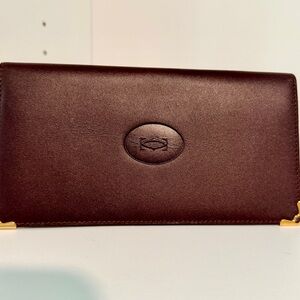 Vintage Cartier Must de Cartier Burgundy Leather Long Wallet Gold Hardware